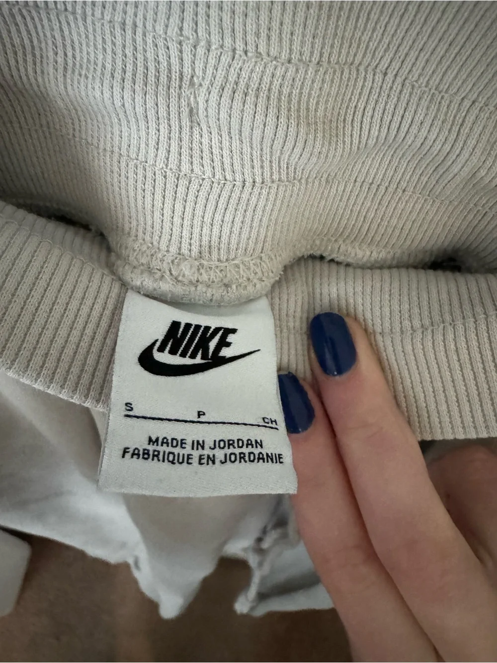 Nike Light Gray Joggers with White Logo - S